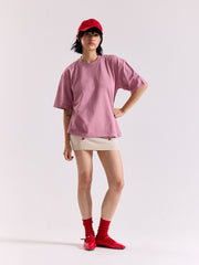 Mauve Loose Fit Cropped T-Shirt